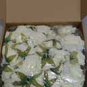 50 Set Valentines Day Decorations Hanging Flowers Ceiling Decor with Ribbons DIY Artificial Rose Hanging Decoration Floating Flowers Garlands Decor for Wedding Bridal Shower Party(White)