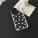 NITITOP Compatible with iPhone 15 Pro Max Case Cute Clear for Women Girls White Love Heart Pattern Ultra Slim with Bumper Protector Soft TPU Anti-Yellow Protective Cover - White Heart