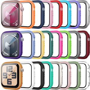 24 Pack Case for Apple Watch Series 9/8/7 45mm with Tempered Glass Screen Protector, Shockproof Hard PC Scratch Resistant Bumper Protective Cover Compatible with iWatch 45mm