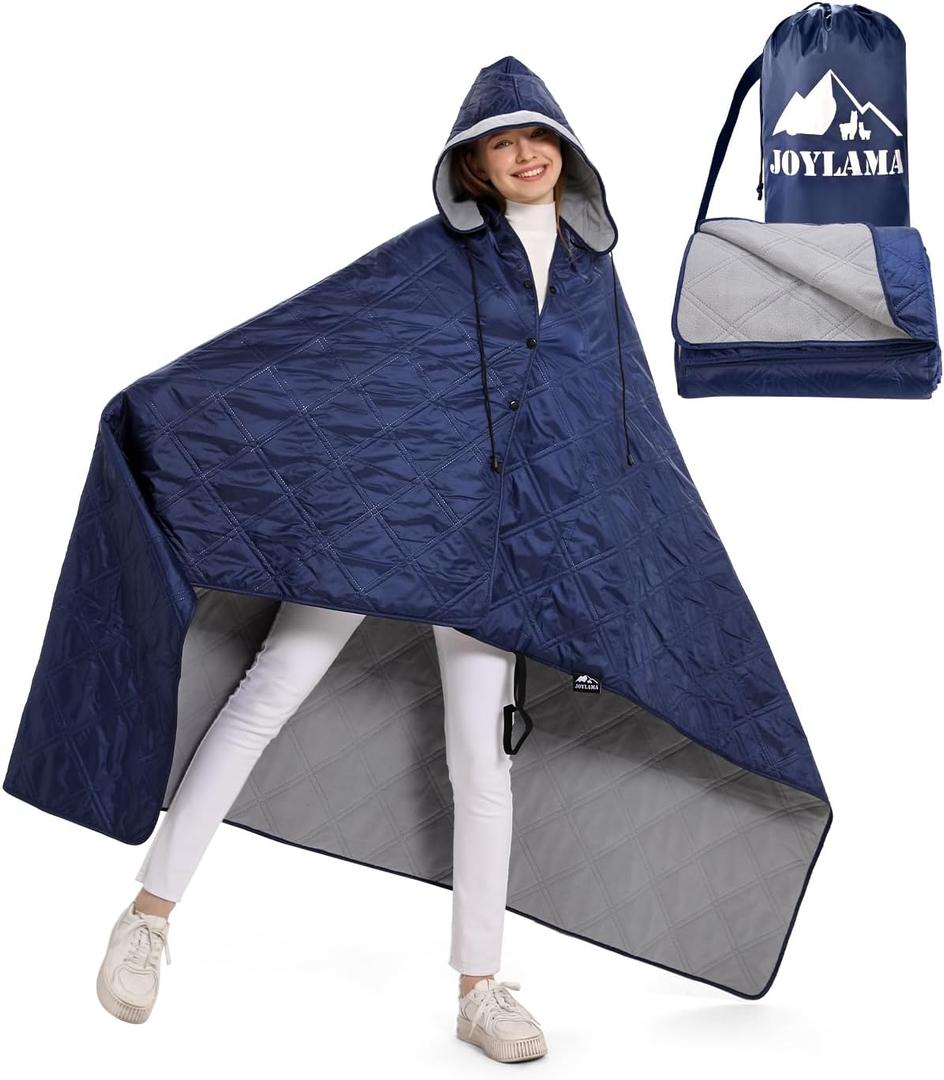 Outdoor Camping Blanket, Fleece Waterproof Stadium Blanket with Protable Bag, Lightweight for Cold Weather, Sports, Pet, Beach, Picnic, Stadium, Travel, Car, 79 * 54inch (Navy/Blue)