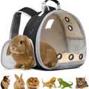 Bunny Carrier, Guinea Pig Carrier,Small Animal Carrier Backpack for Rabbit,Bearded Dragon, Lizard,Hamster,Kitten. Breathable Pet Travel Cage Bag Perfect for Vet Visits & Outdoor Adventures (Black)