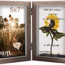 5x7 Picture Frames Double Hinged MDF Wood Grain Shadow Box with Glass Front Stand Vertical on Tabletop