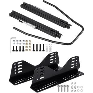 Universal Racing Seat Bracket with Seat Slider, Side Mounting Bracket Track Assembly Sets Compatible with NRG Sparco and More Aftermarket Seats