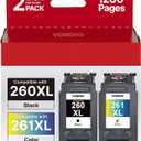260XL 261XL Replacement for Canon Ink 260 and 261 Ink Cartridges PG260 XL CL261 XL for Canon Pixma TS6420a TS6420 TS6400 TR7020a TR7020 TR7000 TS5300 TS5320 Printer Ink Cartridge (1 Black,1 Color)