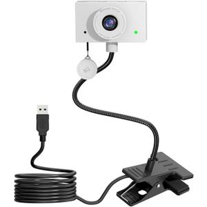 Webcam for PC, HD1080P 30fps Laptop Camera USB with Adjustable Gooseneck with Zoom,Full-Body View for Presentation Desktop Computer Video Calls Teams Skype, White
