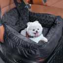 Oiilores Dog Car Seat for Small Dogs, Washable Pet Booster Seats with Clip-On Safety Leash, Comfy Deluxe Plush Carseat with Storage Pockets, Puppy Car Travel Carrier Bed for Dogs Under 25 lbs, Black