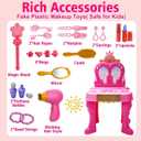 Toddler Vanity Magic Makeup Set Table & Chair Girl Toy Automatically Mirror with Music Light Pink Toys for 2 3 4 Year Old Girl Hair Salon Pretend Play Princess Dress Up Playset Valentine Gift Age 3-5
