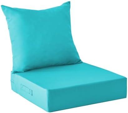 IPYNBAP Outdoor Cushions for Patio Furniture,Outdoor Seat Cushion Set 24 x 24 x 4 Inch,Waterproof & Fade Resistant Outdoor Chair Cushions,Deep Patio Chair Cushion with Removable Cover,Teal