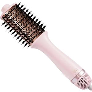 4.0 Ionic Hair Blow Dryer Brush-Lightweight 3X Faster Drying, 5-in-1 Blow Out Brush for More Shine, Curliness and Volume, Titanium Hot Hair Brush More Smooth, Anti-Frizz, Salon-Style Blowouts,Pink