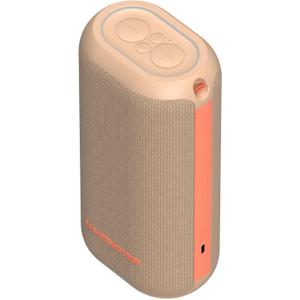 Monster DNA One Portable Bluetooth Speaker, Loud Portable Speaker with 360 Bass Sound and 10W Qi Certified Wireless Charging Pad, IP67 Waterproof- for Travel, Indoor and Outdoor Use (Tan/Neon Orange)