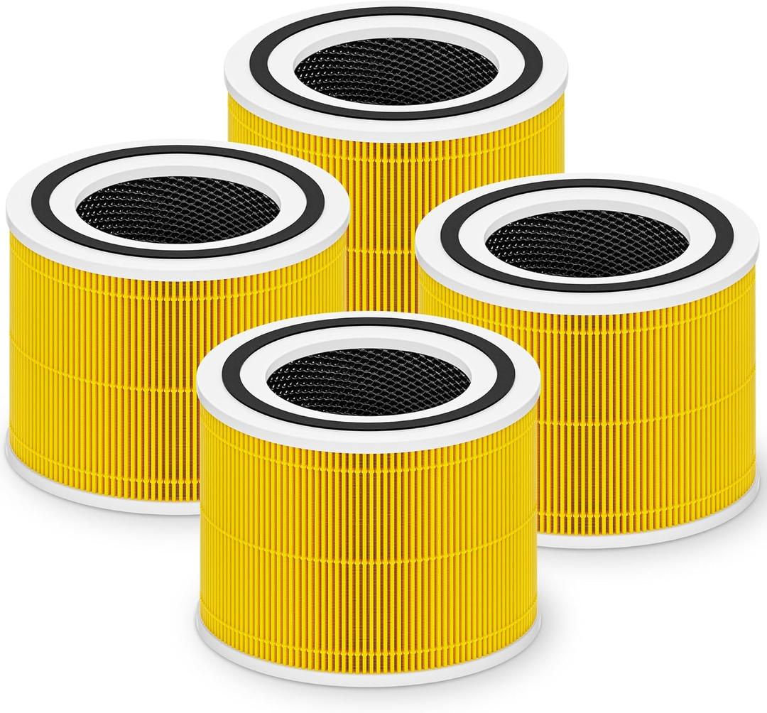 Core 300 Pet Care Replacement Filter for LEVOIT Core 300 Core 300-P Core 300S Vortex Air Air Purifier, 3-in-1 H13 Grade High-Efficiency Activated Carbon, Core 300-RF-PA, 4 Pack, Yellow