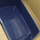 IRIS USA Cat Litter Box XX-Large Open Top with High Sided Walls Tall Scatter Shield Scoop Included Easy Clean Plastic Pan for Big Cats Kittens Multi-Cat Households 30"L x 20"W x 14"H Navy