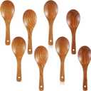 8 Pieces Wooden Spoons Set 9 Inch for Cooking, Serving Salad, Stirring Soup, Rice, Nonstick Heat Resistance Easy to Use