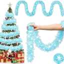 49.2 ft Christmas Tinsel Garland Metallic Garland Light Glittering Decoration for Valentine Birthday Wedding Party Holiday Festivities Indoor Outdoor Home Supplies(Blue, Snowflake)