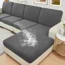 NAISI Waterproof Couch Cushion Covers Thick Velvet Fabric Washable Sofa Slipcovers Sectional Couch Covers for 3 Pieces Separate L Shape Couch Cover with Elastic Bottom(2 Seater + 1 Chaise,Grey) (Seat Only: 2 Seat + 1 Chaise)