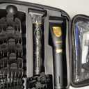 GLAKER Hair Clippers for Men, Professional Men's Hair Clippers Cordless Clippers for Hair Cutting, Precision Trimmer Kit Zero Gap Trimmer with LED Display 15 Guide Combs (Black+Gold)