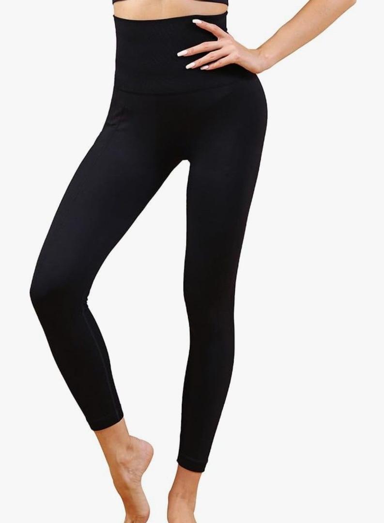 Activewear Thick High Waist Tummy Compression Slimming Body Leggings Pant, XXL, Black