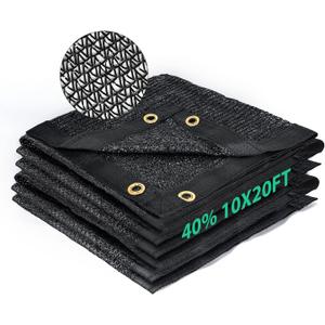 Kesfitt 40% Shade Cloth 10x20 ft, Breathable HDPE Mesh Sun Shade Tarp for Garden & Greenhouse, UV Resistant Outdoor Shade Fabric with Copper Grommets for Plants, Patio, Yard