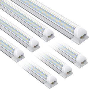 (6 Pack) 4FT Shop Light, T8 V-Shape Linkable LED Tube Lights, 6300LM 6500K 45W Integrated Lighting Fixture with ON/Off Switch, Plug and Play, Indoor Lights for Workshop, Basement, Warehouse