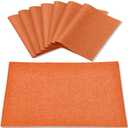 Linen Placemats Set of 8, Machine Washable, Heat Resistant, Wrinkle Free, Thick Polyester Kitchen Place Mats for Dining Table (Orange)