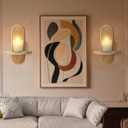 Bohemian Wood Candle Sconces Set of 2 - Wall Mounted Candle Holders Art Decor, Rustic Farmhouse Floating Wall Sconces Shelf for Living Room, Dining Room, Hallway