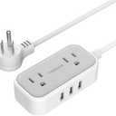 Small Power Strip, TESSAN Extension Cord with 2 AC Outlets 3 USB Ports, Mini Desk Charging Station for Cruise Travel Office School Dorm Room Essentials, 5 FT, Set of 2