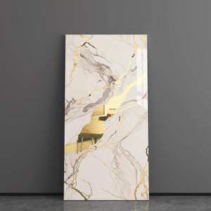 Haimin Wall Panels Peel and Stick 10 Pieces 23.6x11.8in (19.4 Sq. Ft. Coverage) Lightweight Backsplash Marble Look Tile (not Real Marble) Ideal for Kitchen Bathrooms Living Rooms Bedrooms (White Gold-03)