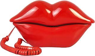 Suwimut Red Mouth Telephone, Wired Novelty Cute Sexy Lip Phone, Gift Real Corded Cartoon Shaped Landline Phone Desk Corded Phones for Home Hotel Office Shop Party Decor