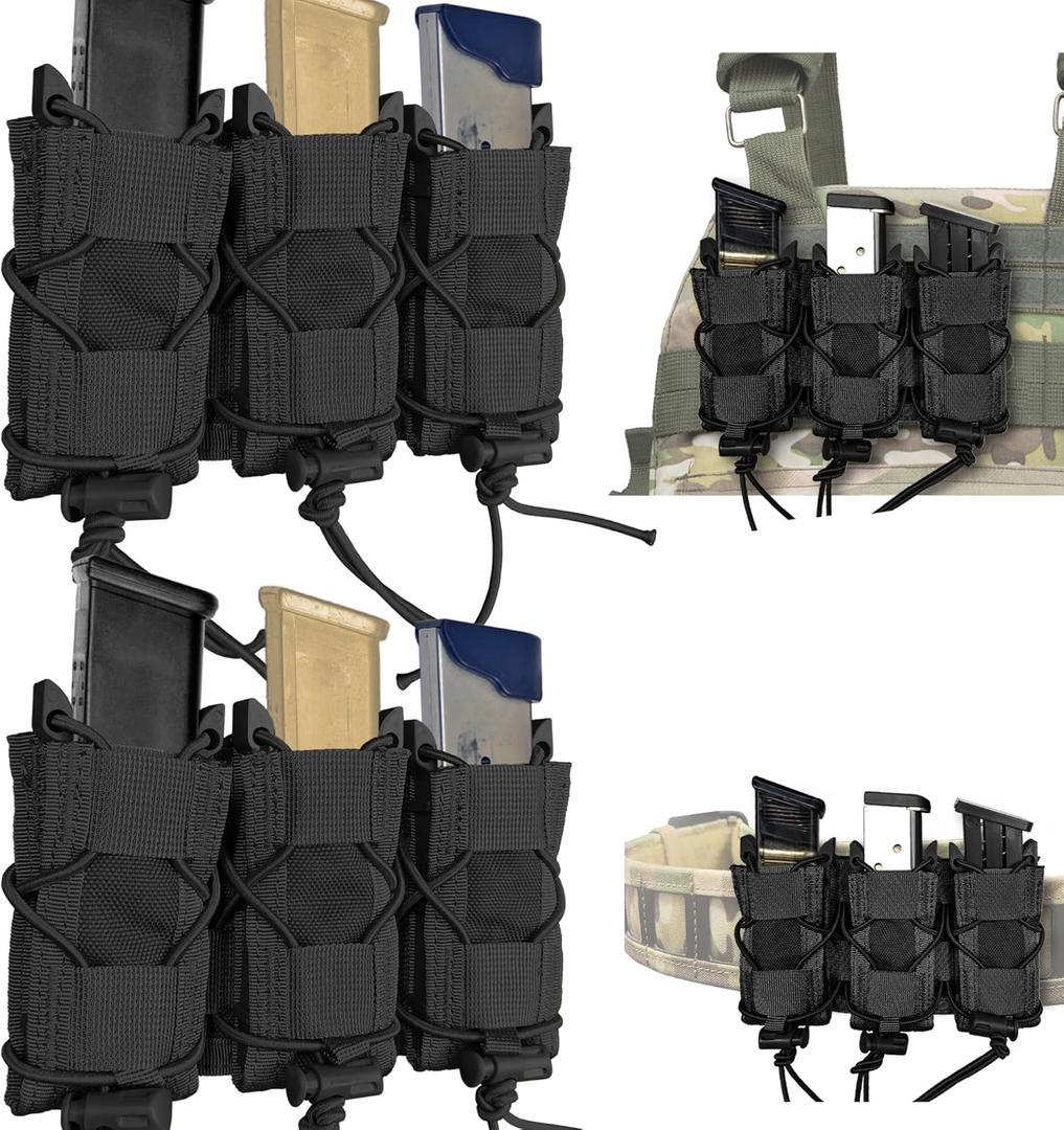 2Pc Tactical Molle Pistol Magazine Holster, Double Universal Handgun 9mm Mag Pouch Carrier Compatible with.40/.45/.380 Calibers or Glock,1911