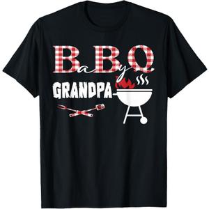 Baby BBQ Grandpa Shower Birthday Party Family Matching T-Shirt (Small, Black)