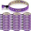 100 Pack VIP Wristbands for Events Cloth Event Wristbands Fabric Party Bracelets Festival Identification Bracelets for Concerts Birthday Weddings(Purple)