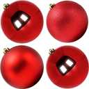 Extra Large Size Outdoor Christmas Ornaments, Oversized Huge Big Shatterproof Xmas Christmas Plastic Balls for Outside Lawn Yard Tree Hanging Decorations (6"/150mm, Red, 4 Packs)