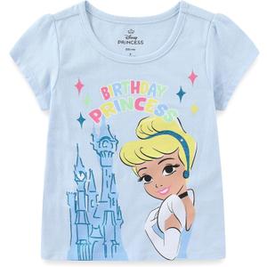 Disney Princess Lilo & Stitch Snow White Moana Minnie Mouse Birthday Girls Short Sleeve T-Shirt for Toddler and Big Kids (6X, Powder Blue)