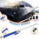 Buyplus Jet Nozzle High Pressure Hose Nozzle, 2-in-1 High Pressure Power Washer for House, Jet Nozzle for Garden Hose Power Washer Wand with 3 Different Tips, Quick Connectors and Gloves, 18 Inch Blue