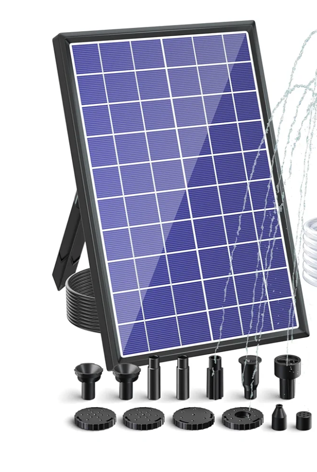 POPOSOAP Solar Fountain Pump with Battery Backup 4400mAh, 10W Solar Bird Bath Fountain with LED Lights, DIY Water Feature for Bird Bath, Pond, Fish Tank, Garden (Weaker in Winter)