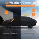 Waterproof Car Cover All-Weather, Heavy-Duty Outdoor Full Exterior Automobiles Snow Cover for Sedan 204-208 inch with Sun Visor,Zippered & Storage Bag - Black