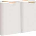 STORAGE MANIAC 2-Pack Large Laundry Hamper, 80L (21.1 Gal) Collapsible Laundry Basket with Bamboo Handles, Freestanding Waterproof Clothes Hamper for Laundry Room, Bedroom, Dorm, Towels, Toys, Beige