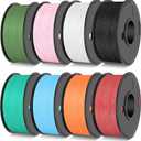 TECBEARS High Speed PLA 3D Printer Filament Bundle, Matte PLA Filament 1.75mm for High Speed 50-600mm/s, 8 Pack,250g Spool, Black+White+Blue+Orange+Pink+Red+Green+Olive Green