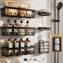 Veken Rustproof & Waterproof Shower Caddy 6-Pack, No Drilling Adhesive Shelves Rack with Soap Holder, Large Capacity Bathroom Organizers and Storage, Wall-Mounted Kitchen & Home Decor (6-Piece Set, Black)
