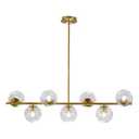 KCO Lighting 7-Light Clear Glass Globe Sputnik Chandelier Lighting Mid Century Modern Pendant Hanging Light Ceiling Gold Brass Chandeliers for Kitchen Island Dining Living Room