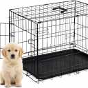 Portable Single Door Dog Crate, Durable Metal Wire Cage with Removable Tray