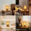 LightRound Table Lamp for Bedroom, Cordless Small Bedside Lamp, Touch Dimmable Rechargeable Lamp Battery Operated with Amber Glass Shades for Night Stands, Living Room, Desk, Bulb Included