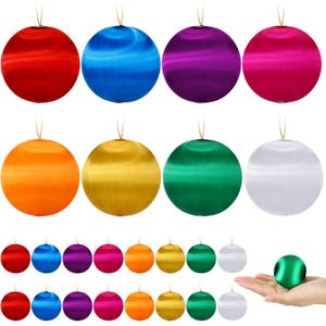 Syhood 24 Pcs Christmas Satin Balls Christmas Silk Ball Ornaments Satin Silk Xmas Tree Hanging for Xmas Tree Decor Holiday Party Decorations (Multicolor,2.2 Inch)