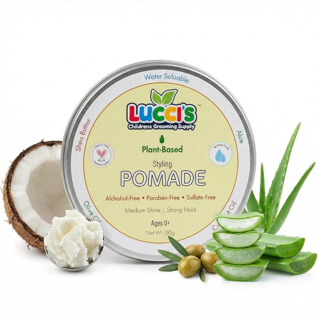 LUCCIS CHILDRENS GROOMING SUPPLY Baby Hair Gel  5oz Plant-Based Styling Hair Pomade for Infants  No Parabens or Sulphates  Medium Shine and Strong Hold Hair Paste for Kids