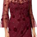 Adrianna Papell Women's Bead Velvet Sheath Dress Size 6 (Red)