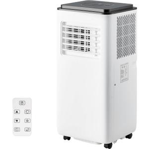 10,000 BTU Portable Air Conditioner for Rooms Up to 450 Sq.Ft, 3-In-1 Cooling, Dehumidifier & Fan with Remote, Ultra-Quiet 45dB, 24H Timer, Energy-Efficient & Easy-Move Design, Black Top