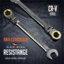 SUZUME 5/8 Flex Head Ratcheting Wrench SAE 72 Teeth Cr-V Steel with 180 Flexible Head 15K+ Cycle Locked Gears Black Nickel Coating