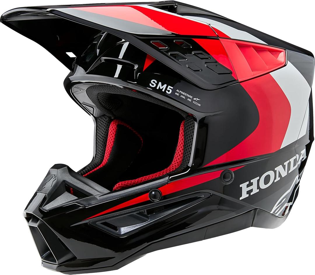 Alpinestars 8308123-1333-XS: Honda S-M5 Helmet Black/Red Glossy Xs