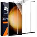 3 Pack HD Clear Tempered Glass Screen Protector for Samsung Galaxy S23 Ultra 5G, Fingerprint Unlock, 3D Curved, Scratch Resistant, Bubble-Free