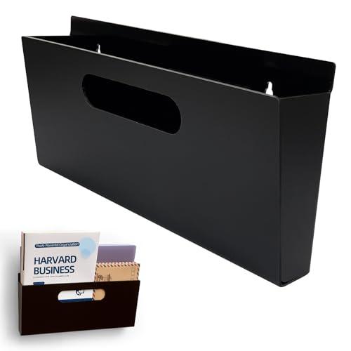 SINNNBLE Magnetic Acrylic Wall Mount File Holder Organizer Hanging Files Magazines Newspaper and Mail Letter Paper Document Folder Perfect for Office and School Use (Black)
